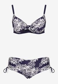 Born2be - Granatowe Bikini Biustonosz z Wiązaniem i Majtki Typu Figi Norettia. Kolekcja: plus size. Kolor: niebieski. Materiał: jeans #5