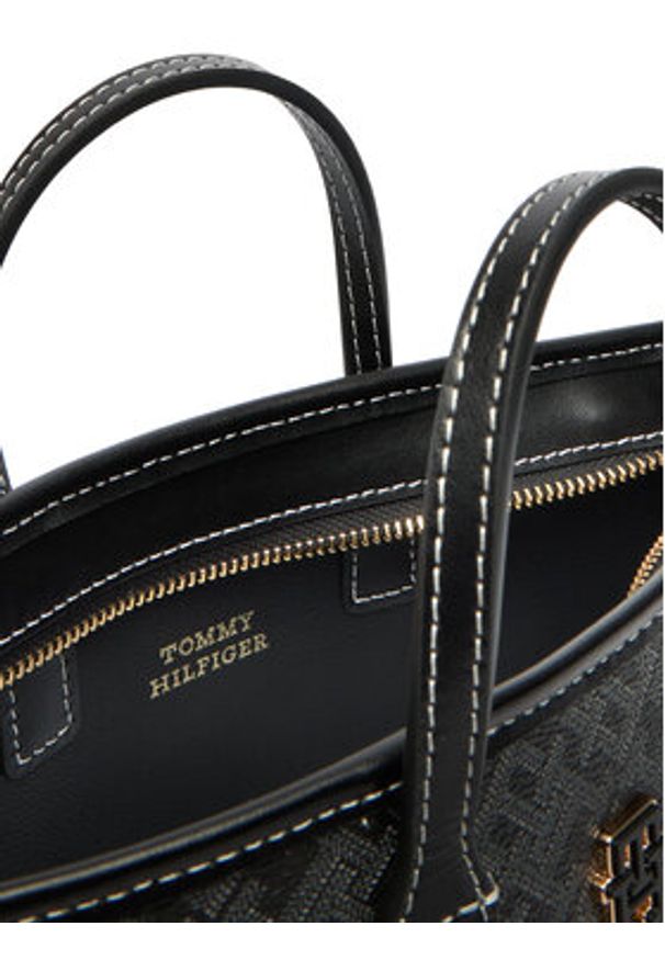TOMMY HILFIGER - Tommy Hilfiger Torebka Monoplay Le Nano Tote AW0AW17717 Czarny. Kolor: czarny. Materiał: skórzane