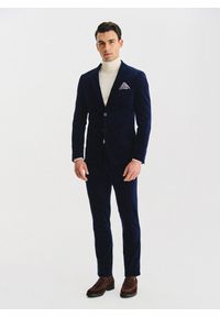 Pako Lorente - PAKO LORENTE - Granatowe spodnie sztruksowe. Okazja: na co dzień. Kolor: niebieski, brązowy. Materiał: sztruks. Sezon: zima, jesień. Styl: casual #3