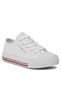 TOMMY HILFIGER - Tommy Hilfiger Trampki Low Cut Lace-Up Sneaker T3A9-33185-1687 M Biały. Kolor: biały. Materiał: materiał
