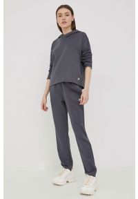 Fila bluza damska kolor szary z kapturem gładka. Typ kołnierza: kaptur. Kolor: szary. Materiał: dzianina. Wzór: gładki #4