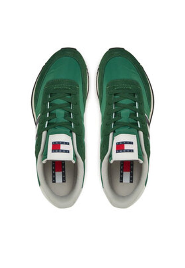 Tommy Jeans Sneakersy (New) Tjm Runner Casual Ess EM0EM01351 Zielony. Okazja: na co dzień. Kolor: zielony. Materiał: skóra, zamsz