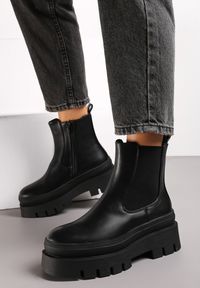 Born2be - Czarne Botki na Platformie z Protektorem Taride. Kolor: czarny. Obcas: na platformie