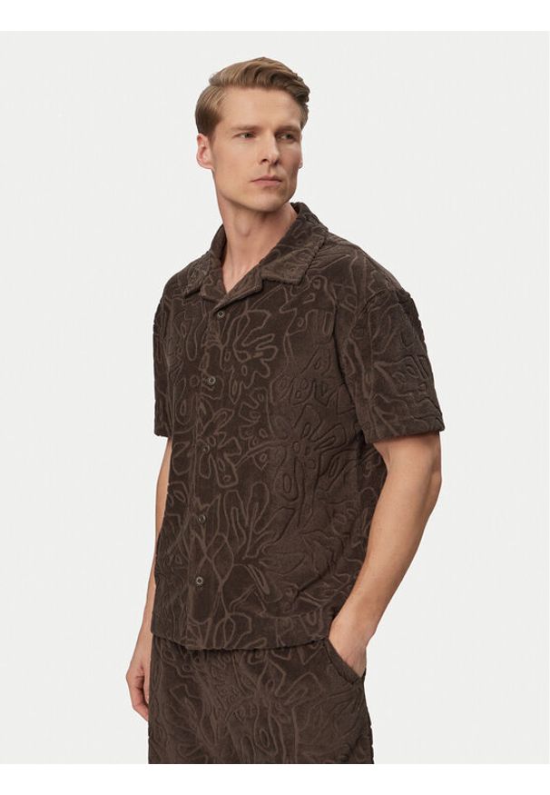 JOOP! Jeans Koszula Moana 30101962 Brązowy ciemny Regular Fit. Kolor: brązowy. Materiał: syntetyk