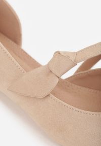 Renee - Beżowe Czółenka Vices na Płaskiej Podeszwie ze Skórzaną Wkładką z Supełkiem Liliarine. Okazja: na co dzień, do pracy, na spotkanie biznesowe. Kolor: beżowy. Materiał: skóra. Obcas: na płaskiej podeszwie. Styl: klasyczny, casual, biznesowy, elegancki #2