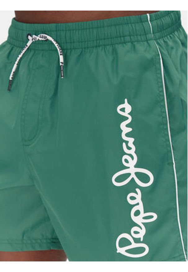 Pepe Jeans Szorty kąpielowe Logo PMB10419 Zielony Regular Fit. Kolor: zielony. Materiał: syntetyk