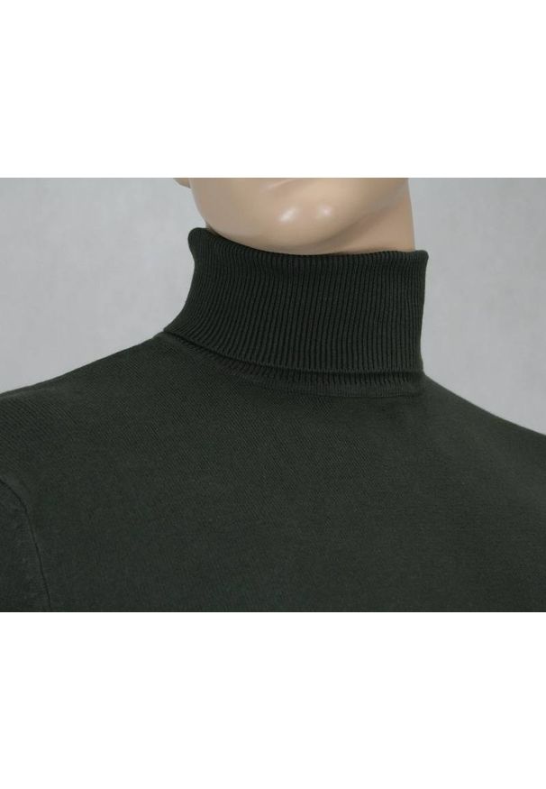 Golf Elegancki, Modny Męski - Brave Soul - 100% BAWEŁNA - Khaki. Typ kołnierza: golf. Kolor: brązowy. Materiał: bawełna. Sezon: zima, jesień. Styl: elegancki
