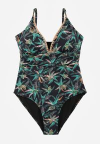 Born2be - Czarny Strój Kąpielowy w Liściasty Wzór Corravia. Kolekcja: plus size. Kolor: czarny #2