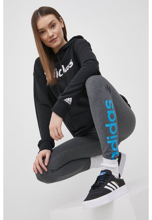 Adidas - adidas Legginsy HD1688 damskie kolor szary melanżowe. Stan: podwyższony. Kolor: szary. Materiał: bawełna, dzianina. Wzór: melanż