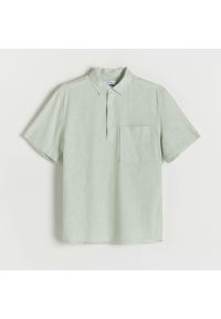 Reserved - Koszula regular z lnem - Zielony. Kolor: zielony. Materiał: len