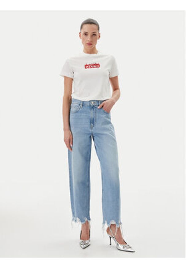 Pinko - PINKO T-Shirt Trapani 105050 A2D6 Biały Regular Fit. Kolor: biały. Materiał: bawełna
