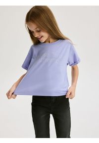 Reserved - Bawełniany t-shirt z nadrukiem - jasnoniebieski. Kolor: niebieski. Materiał: bawełna. Wzór: nadruk #1