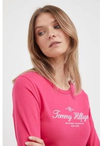 TOMMY HILFIGER - Tommy Hilfiger longsleeve bawełniany kolor różowy. Kolor: różowy. Materiał: bawełna. Długość rękawa: długi rękaw #5