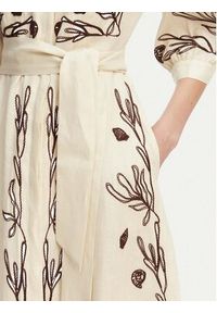 Marella Sukienka koszulowa Banda 2613221232 Beżowy Regular Fit. Kolor: beżowy. Materiał: len. Typ sukienki: koszulowe #4