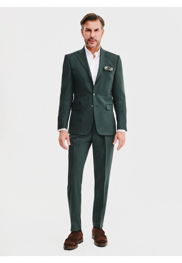 Pako Lorente - PAKO LORENTE – Gładka marynarka garniturowa w kolorze zielonym. Kolor: zielony. Materiał: wiskoza, poliester, elastan. Wzór: gładki
