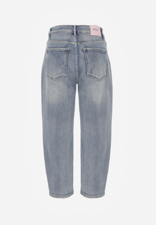 Renee - Niebieskie Jeansy High Waist Mom Fit Zolseli. Okazja: na co dzień. Stan: podwyższony. Kolor: niebieski. Styl: elegancki, casual