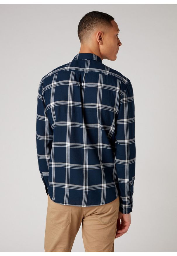 Wrangler - WRANGLER LS 1PKT SHIRT MĘSKA KOSZULA NAVY W5A1OR114 112129979