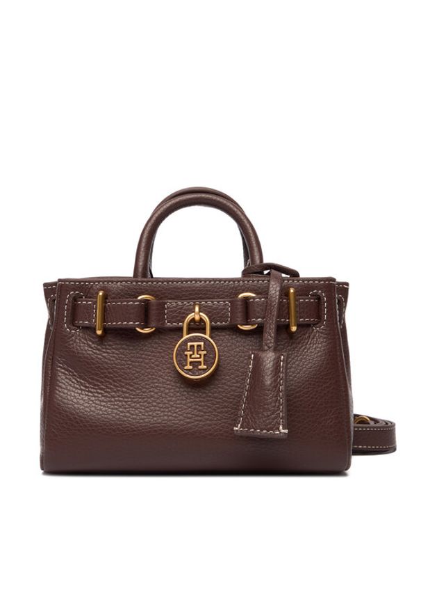 TOMMY HILFIGER - Tommy Hilfiger Torebka American Icon Micro Tote Leather AW0AW18167 Brązowy. Kolor: brązowy. Materiał: skórzane