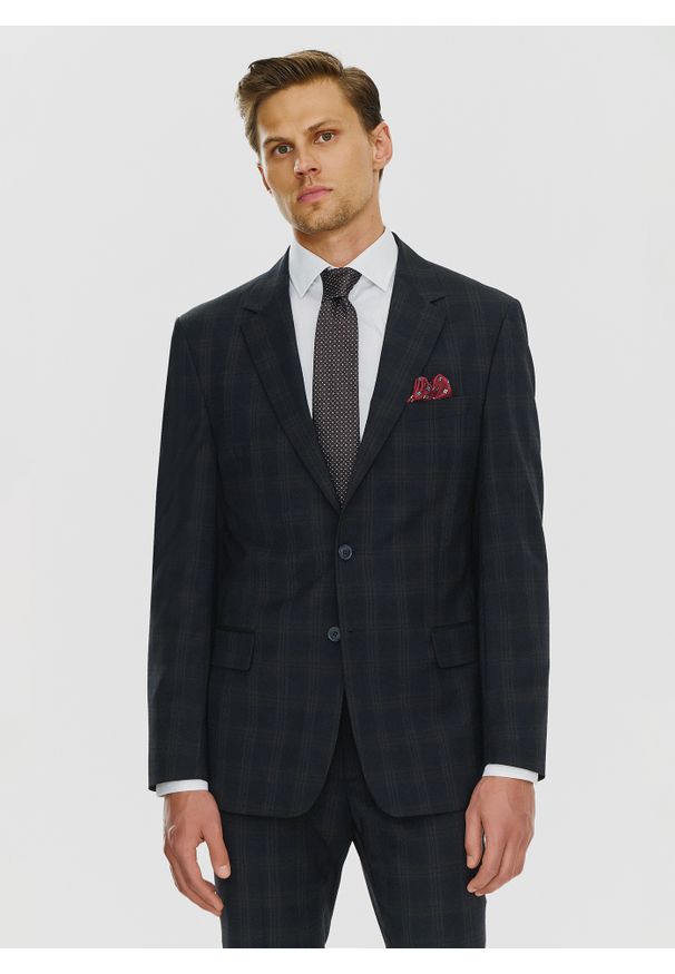 Pako Lorente - PAKO LORENTE – Męskie spodnie garniturowe w odcieniu granatowym. Kolor: niebieski. Materiał: poliester, wełna, lycra. Styl: elegancki