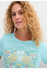 bonprix - T-shirt z czystej bawełny. Kolor: niebieski. Materiał: bawełna. Wzór: nadruk #2