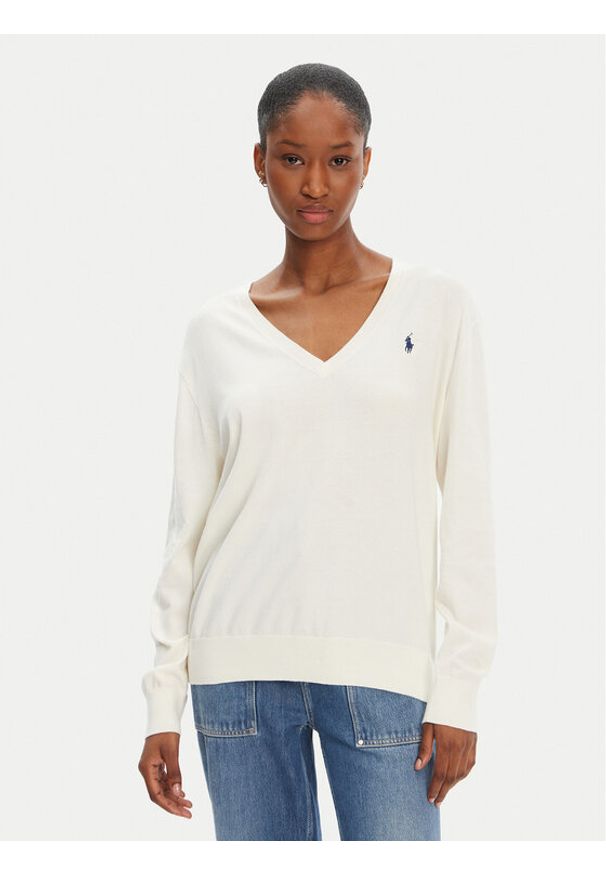 Polo Ralph Lauren Sweter 211972105002 Écru Straight Fit. Typ kołnierza: polo. Materiał: bawełna