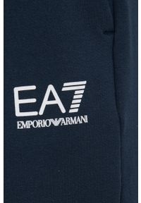 EA7 Emporio Armani Spodnie damskie kolor granatowy gładkie. Kolor: niebieski. Materiał: dzianina. Wzór: gładki