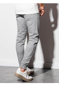 Ombre Clothing - Spodnie męskie dresowe joggery P952 - szare melanż - XXL. Kolor: szary. Materiał: dresówka. Wzór: melanż