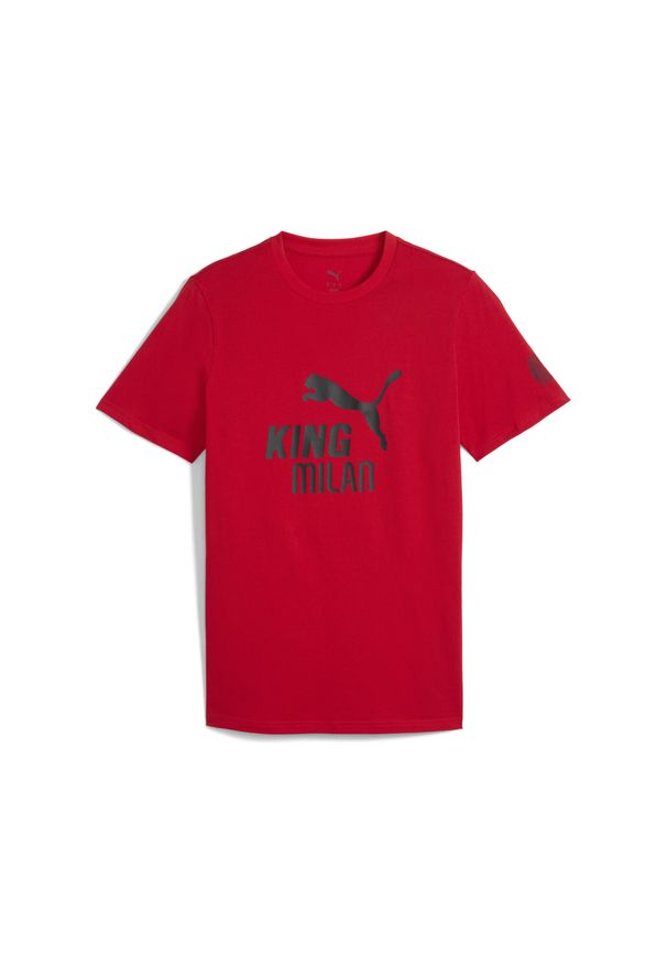 Puma - Męska koszulka AC Milan KING z logo PUMA. Kolor: czarny, czerwony, wielokolorowy. Sport: bieganie