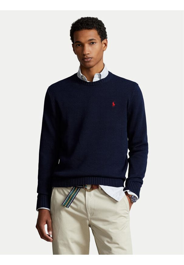 Polo Ralph Lauren Sweter Classic 710810846001 Granatowy Regular Fit. Typ kołnierza: polo. Kolor: niebieski. Materiał: bawełna