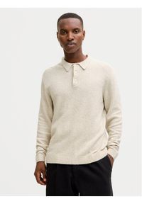 Jack & Jones Sweter Maverick 12286144 Beżowy Regular Fit. Kolor: beżowy. Materiał: bawełna #1