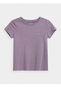 4f - 4F T-shirt gładki dziewczęcy 122 (6-7 lat). Kolor: fioletowy. Materiał: bawełna. Wzór: gładki. Sezon: lato