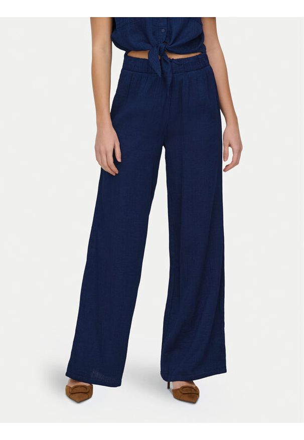 only - ONLY Spodnie materiałowe Leoni 15367285 Granatowy Regular Fit. Kolor: niebieski. Materiał: bawełna