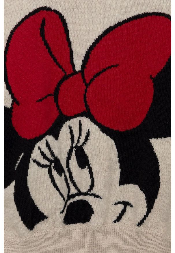 GAP sweter bawełniany dziecięcy x Disney kolor beżowy lekki. Kolor: beżowy. Materiał: bawełna. Wzór: motyw z bajki