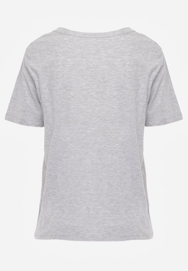 Born2be - Jasnoszary T-shirt Keatris. Kolor: szary. Materiał: bawełna, dzianina. Długość rękawa: krótki rękaw. Długość: krótkie