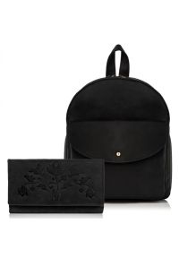 Zestaw skórzany PAOLO PERUZZI czarny ZZ-05 plecak i portfel. Kolor: czarny. Materiał: skóra. Styl: vintage, klasyczny, elegancki, retro