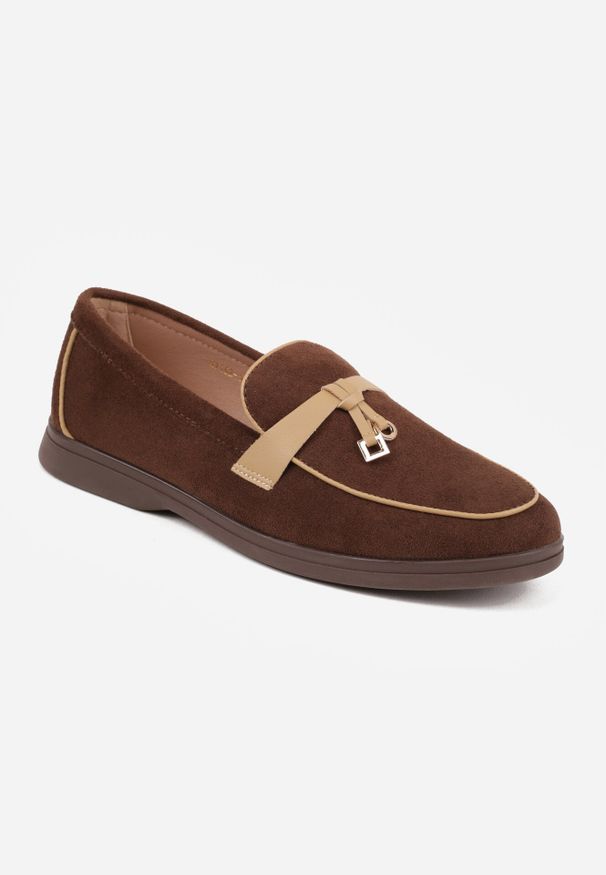 Born2be - Brązowe Eleganckie Mokasyny VICES z Imitacji Zamszu ze Skórzaną Wkładką Jaenith. Okazja: na spotkanie biznesowe, na co dzień. Kolor: brązowy. Materiał: zamsz, skóra. Wzór: aplikacja. Styl: elegancki