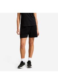 Decathlon - Spodenki fitness damskie regular. Kolor: czarny. Materiał: poliester, bawełna, elastan, materiał. Sport: fitness #1