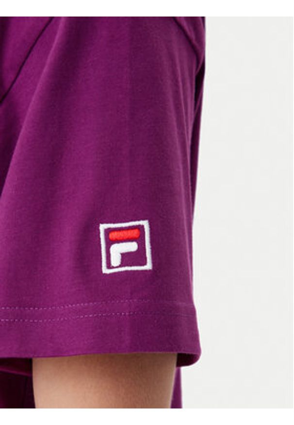 Fila T-Shirt Leffinge FAW1029 Fioletowy Loose Fit. Kolor: fioletowy. Materiał: bawełna