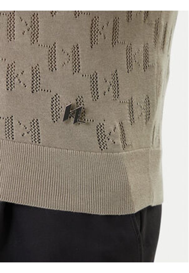 Karl Lagerfeld - KARL LAGERFELD Polo 655005 562301 Khaki Slim Fit. Typ kołnierza: polo. Kolor: brązowy. Materiał: bawełna