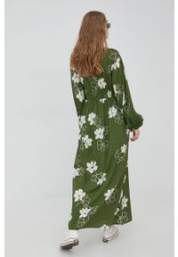 Billabong sukienka kolor zielony maxi rozkloszowana. Kolor: zielony. Materiał: tkanina. Długość rękawa: długi rękaw. Typ sukienki: rozkloszowane. Długość: maxi #3