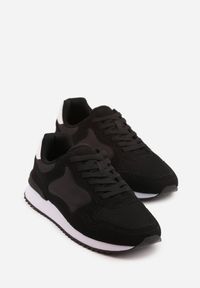 Born2be - Czarne Casualowe Buty Sportowe Typu Sneakersy Glorelle. Okazja: na co dzień. Zapięcie: sznurówki. Kolor: czarny. Materiał: jeans #5