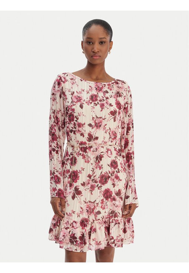 Guess Sukienka codzienna W6RK37 WJ712 Beżowy Regular Fit. Okazja: na co dzień. Kolor: beżowy. Materiał: syntetyk. Typ sukienki: proste. Styl: casual