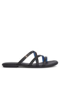 TOMMY HILFIGER - Tommy Hilfiger Klapki Th Strap Flat Sandal FW0FW08067 Czarny. Kolor: czarny. Materiał: skóra