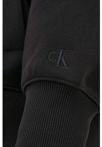 Calvin Klein Jeans bluza męska kolor czarny gładka. Kolor: czarny. Długość rękawa: długi rękaw. Długość: krótkie. Wzór: gładki #4
