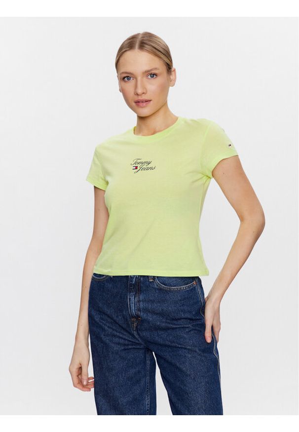 Tommy Jeans T-Shirt Essential Logo DW0DW15441 Zielony Regular Fit. Kolor: zielony. Materiał: bawełna