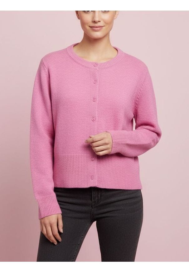 Sinsay - Kardigan z guzikami z domieszką wełny - różowy. Kolor: różowy. Materiał: wełna