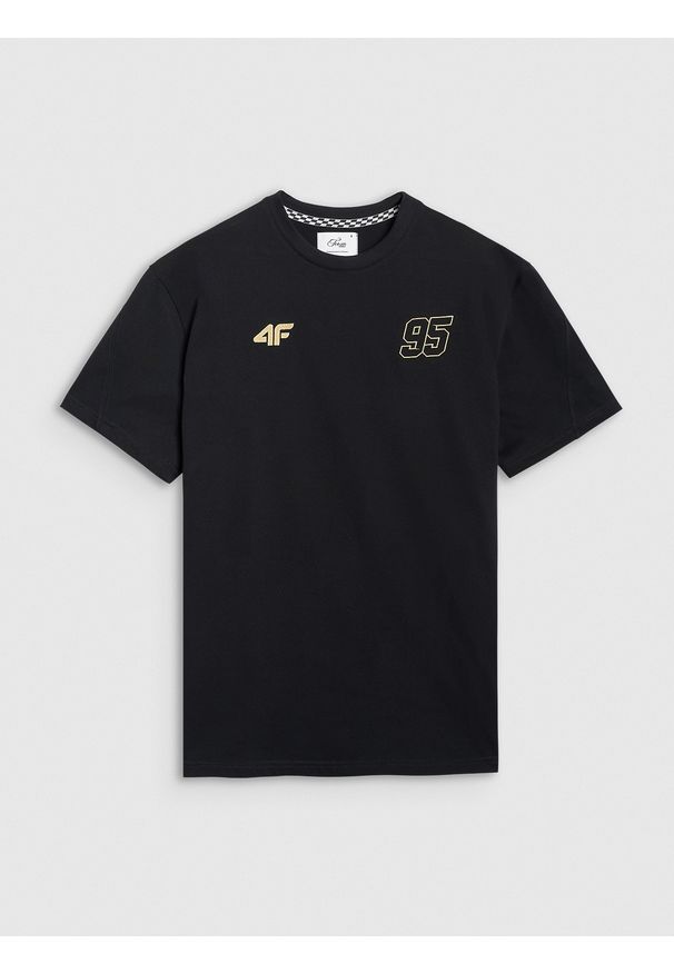 4f - 4F T-shirt regular męski 4F x Bartosz Zmarzlik - czarny L. Okazja: na co dzień. Kolor: czarny. Materiał: bawełna, jersey, dzianina. Długość rękawa: krótki rękaw. Długość: krótkie. Wzór: gładki, haft, ze splotem. Sezon: lato. Styl: sportowy, klasyczny, casual