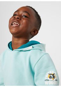 bonprix - Bluza z kapturem z miękkiej mieszanki bawełny. Typ kołnierza: kaptur. Kolor: niebieski. Materiał: bawełna #3