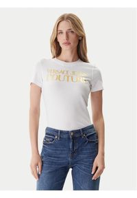 Versace Jeans Couture T-Shirt 79HAHT02 CJ03T Biały Regular Fit. Kolor: biały. Materiał: bawełna #1