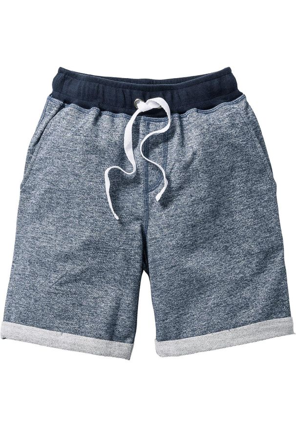bonprix - Bermudy chłopięce z materiału w optyce denimu. Kolor: niebieski. Materiał: materiał, denim. Długość: krótkie. Styl: elegancki